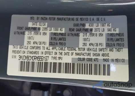 2024 Mazda Cx-30 2.5 S Carbon Edition from USA, damaged, VIN 3MVDMBCM0RM669197